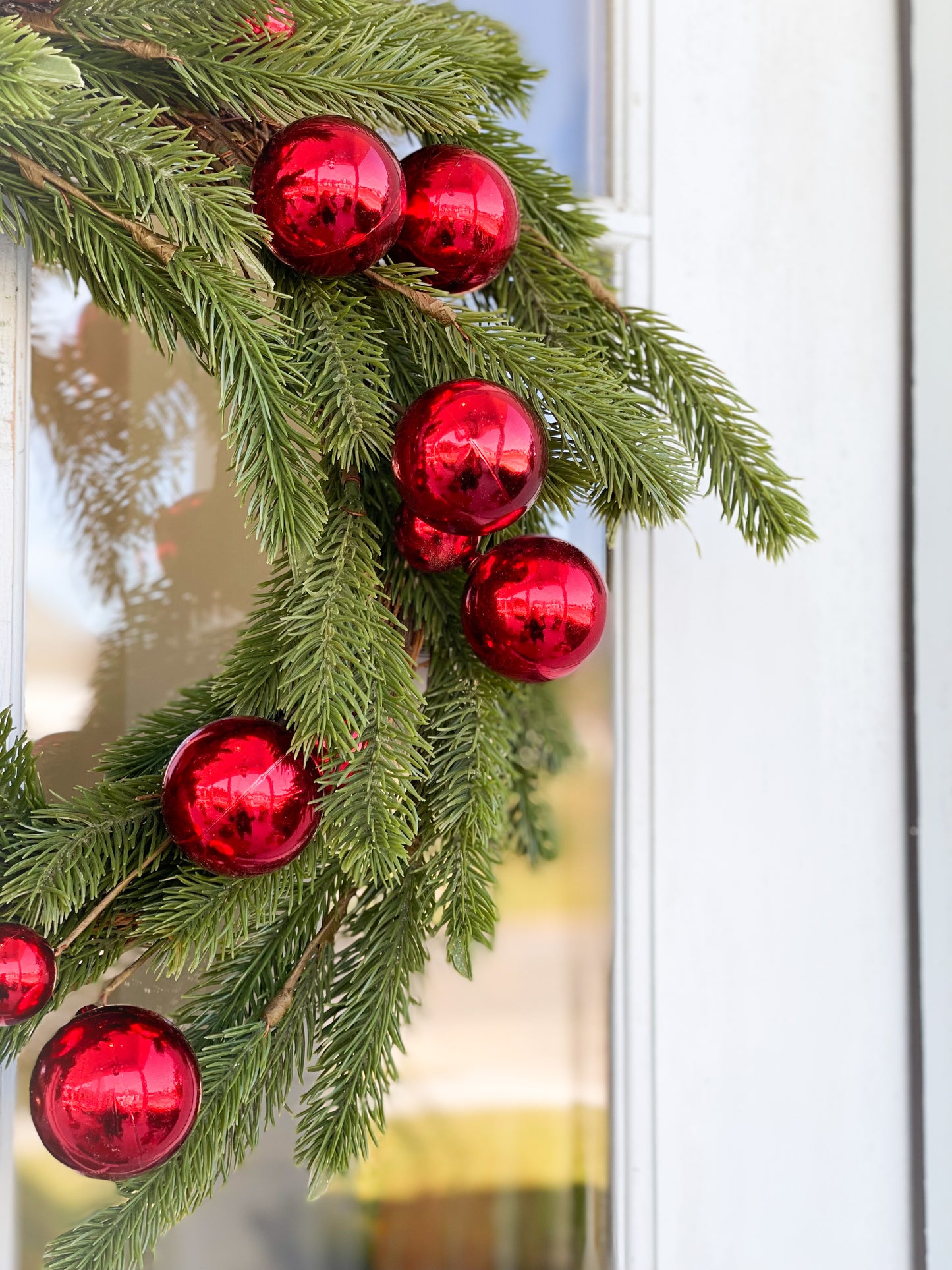Red Ornament And Pine Wreath