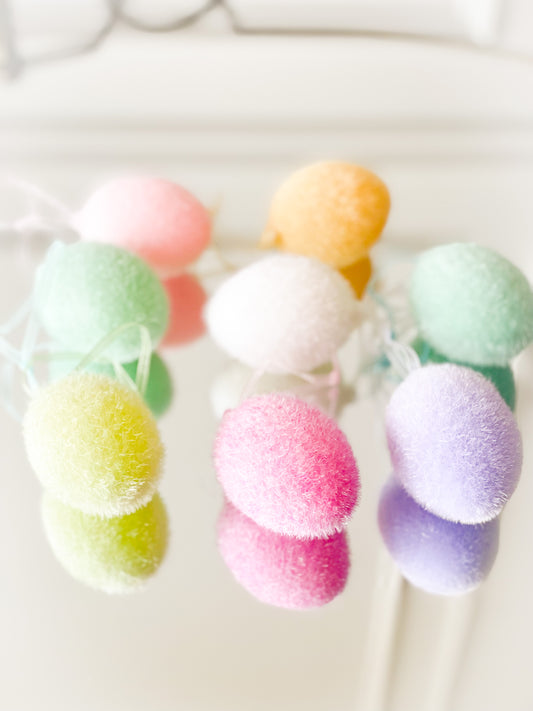 Set Of 8 Pastel Flocked Egg Ornaments