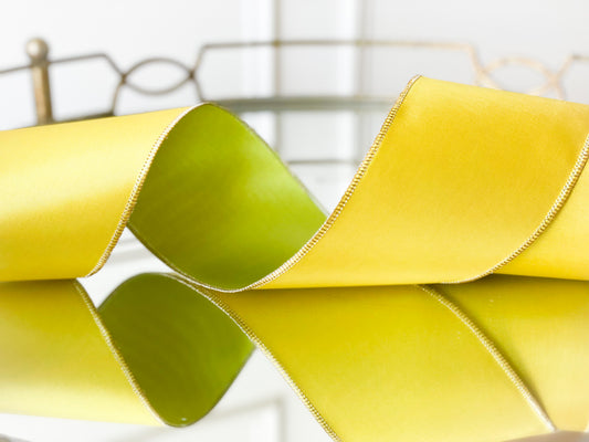 Neon Yellow/Lime Reversible Taffeta Ribbon