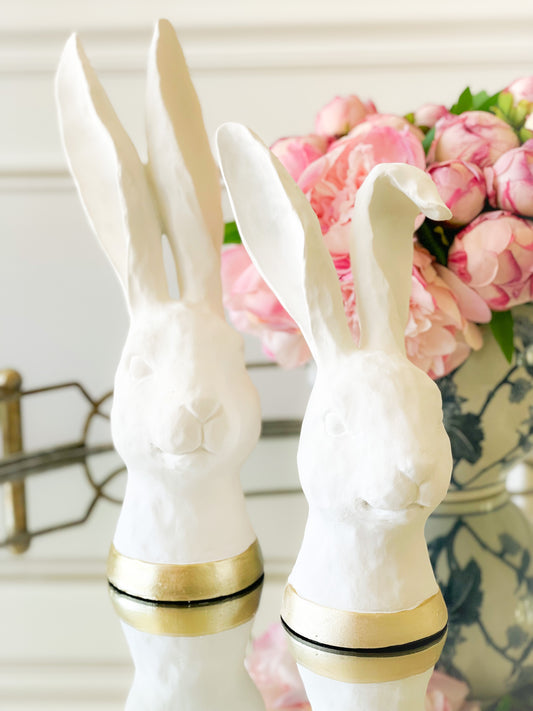 White Bunny Head With Gold Trim