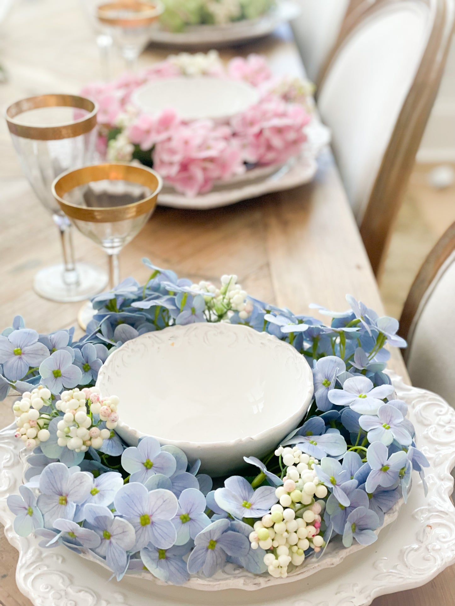 Blue Hydrangea Candle Ring
