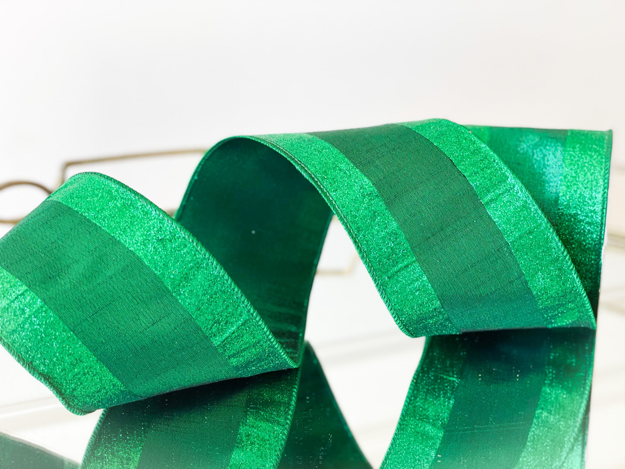 Emerald Green Gold Stripe Edge Ribbon – Blanc Box