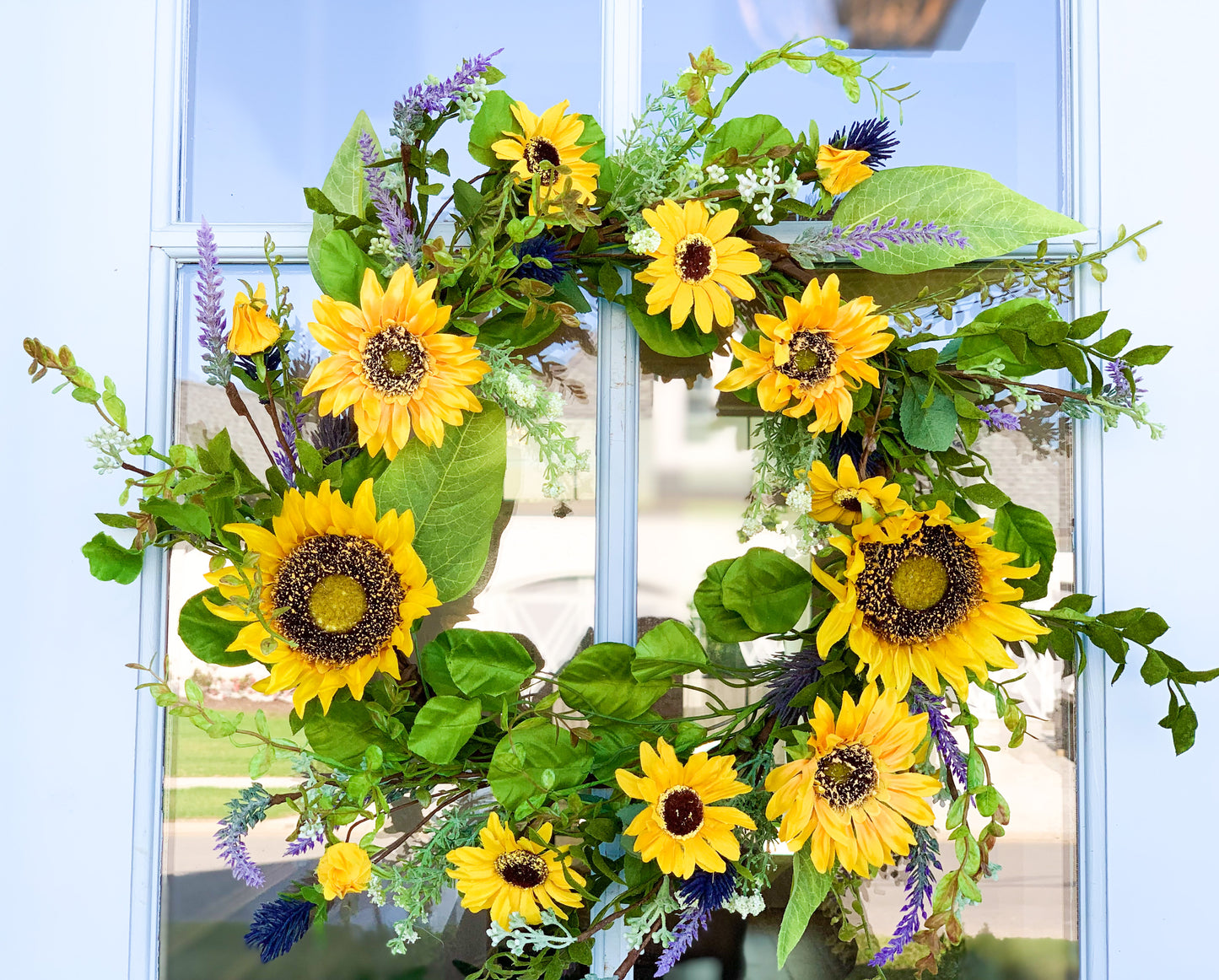 Sunflower and Lavender Thistle Wreath