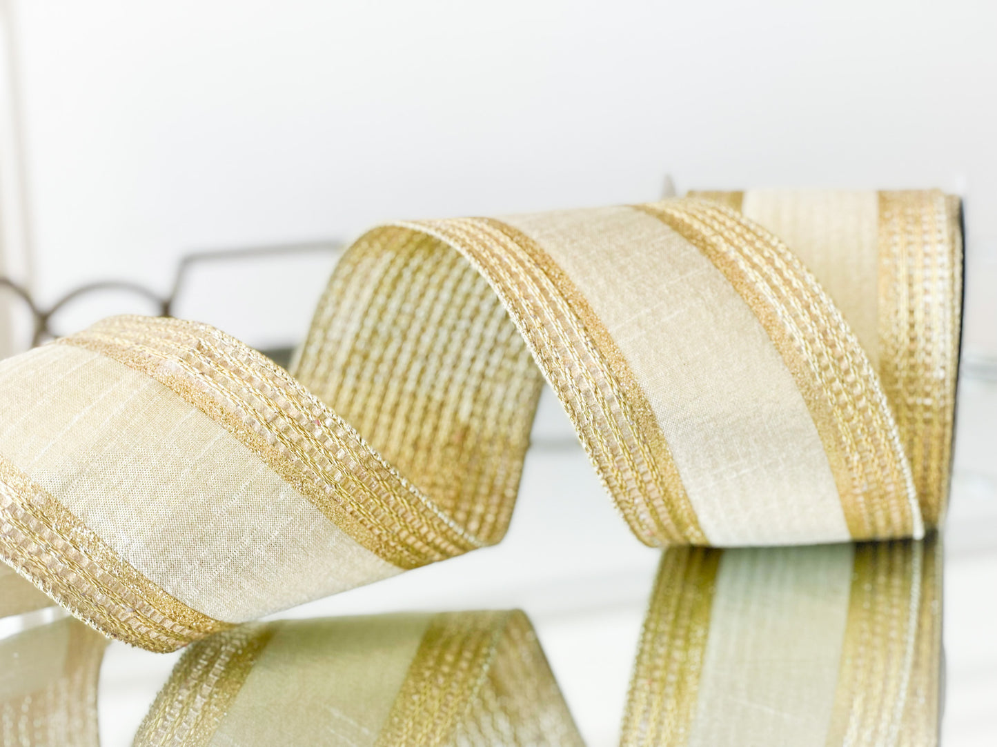 Gold/Platinum Ribbon With Gold Braided