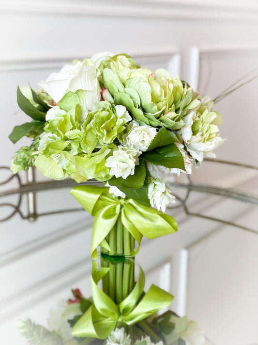 Green and Cream Rose, Hydrangea, and Peony Bouquet