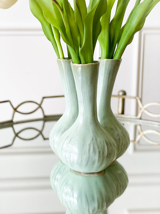 Large Seafoam Three Stem Vase