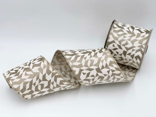 Ivory & Taupe Geometric Shapes Ribbon