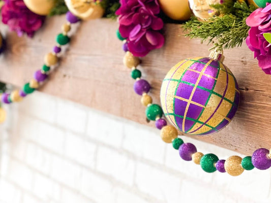 Mardi Gras Glitter Ornament Garland