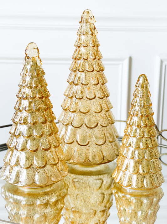 Gold Mercury Glass Tree Set Of 3