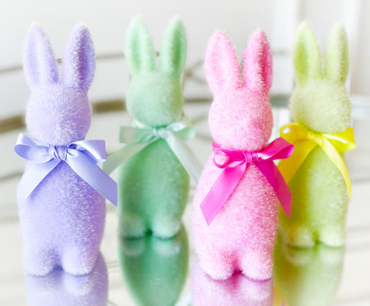 Set Of Four Flocked Bunnies