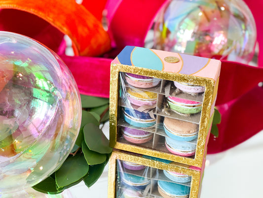 Set Of Two Mardi Gras Diamond Ball Ornaments – Blanc Box