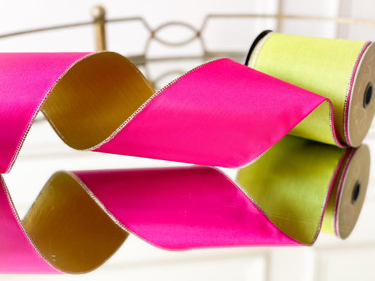 Neon Lime/Hot Pink Reversible Taffeta