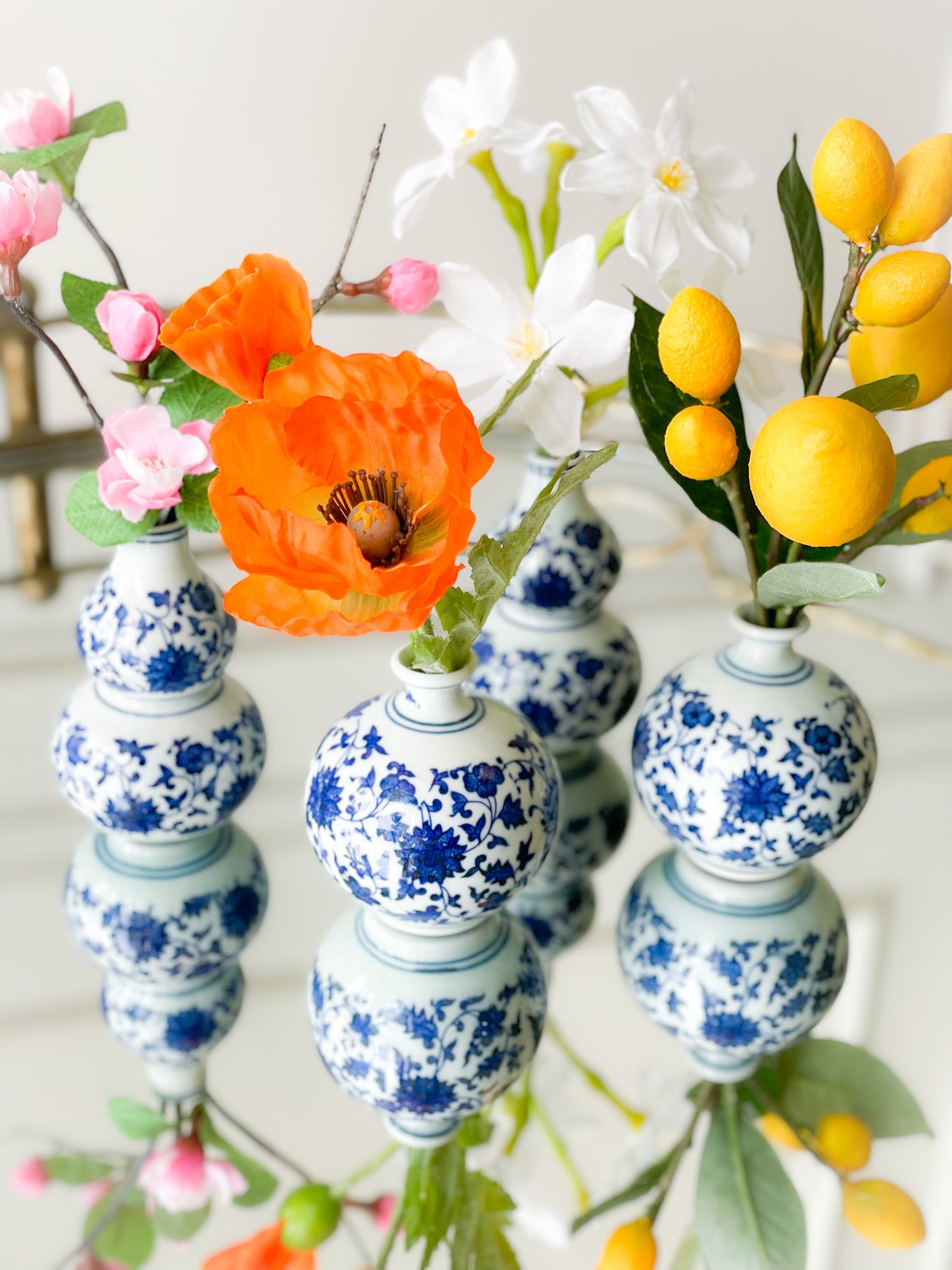 Orange Poppy In Chinoiserie Vase