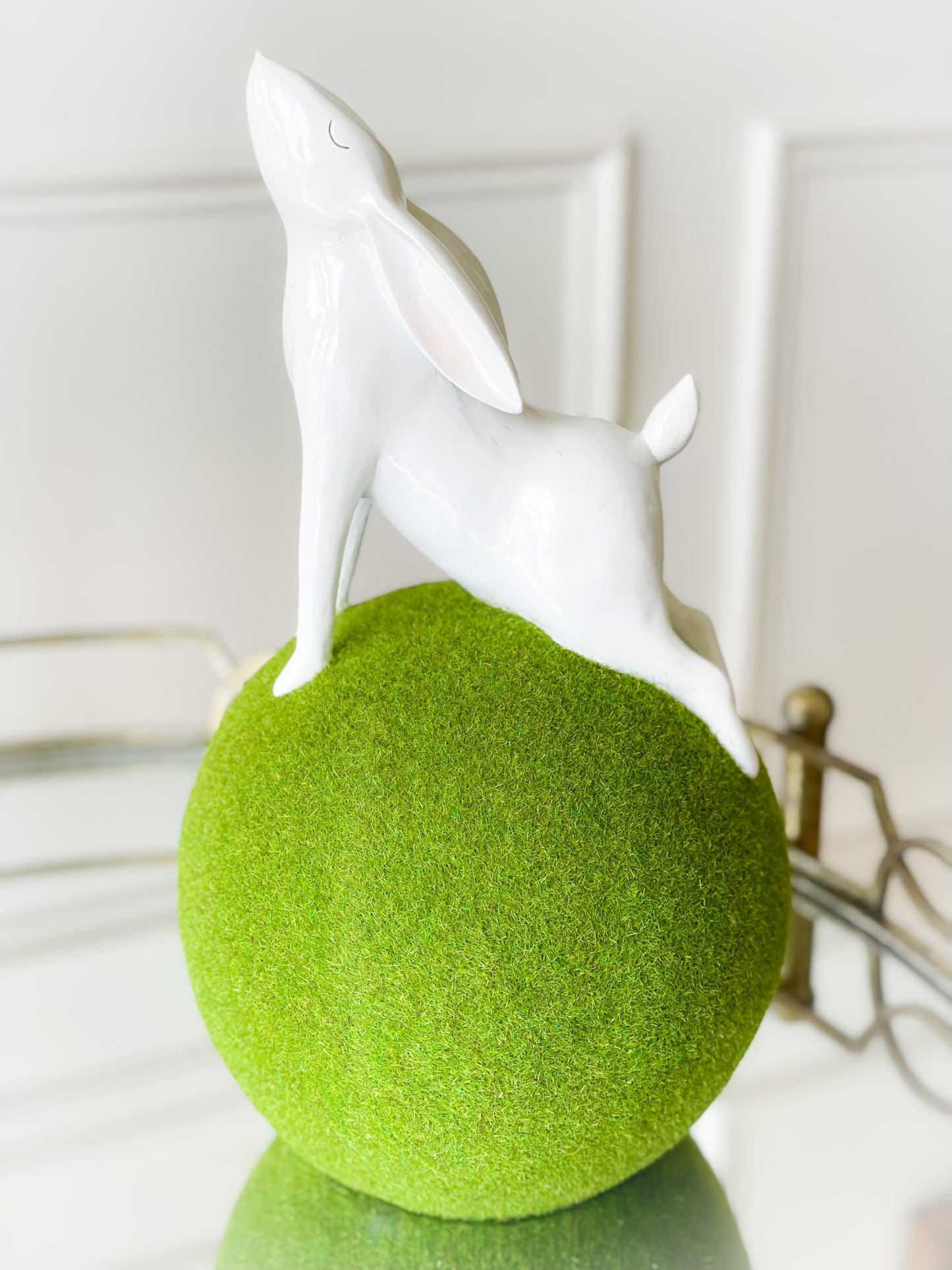 Bunny Stretching On Moss Ball