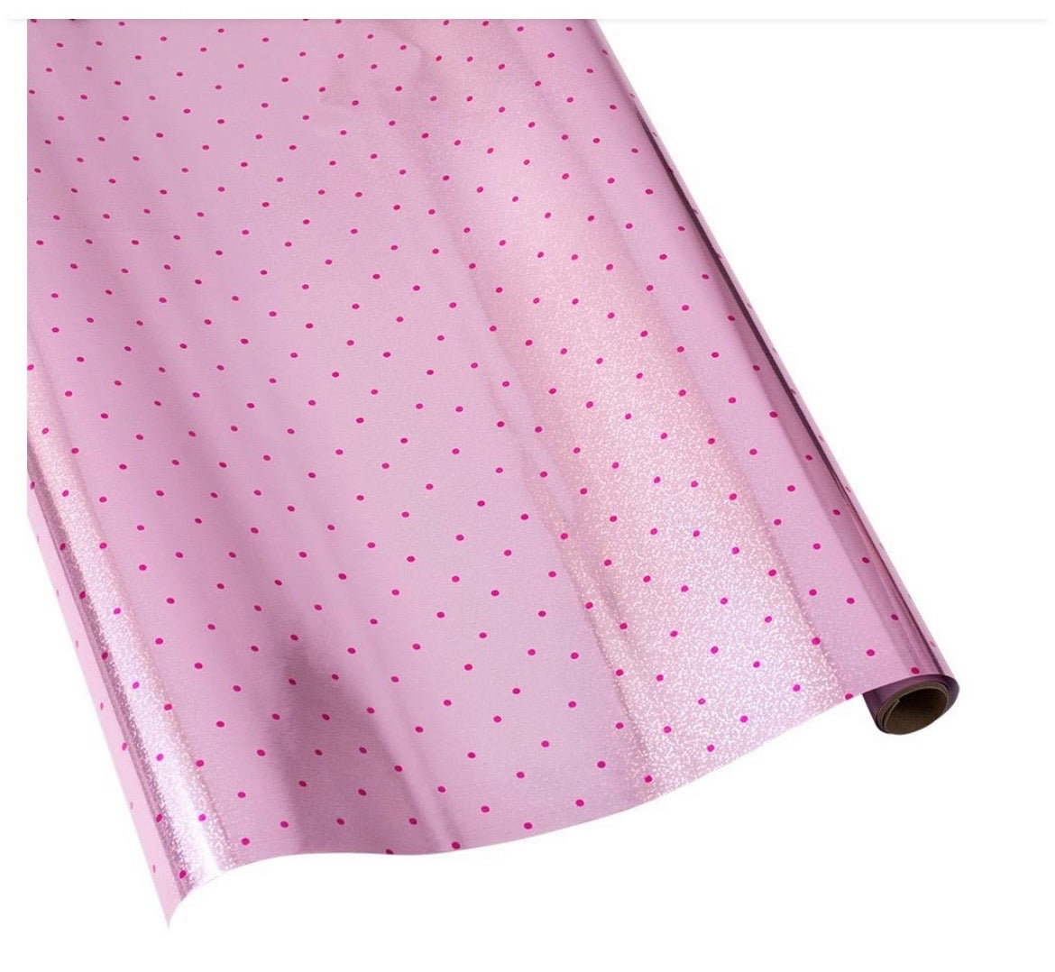 Pink Foil Polkadot Wrapping Paper