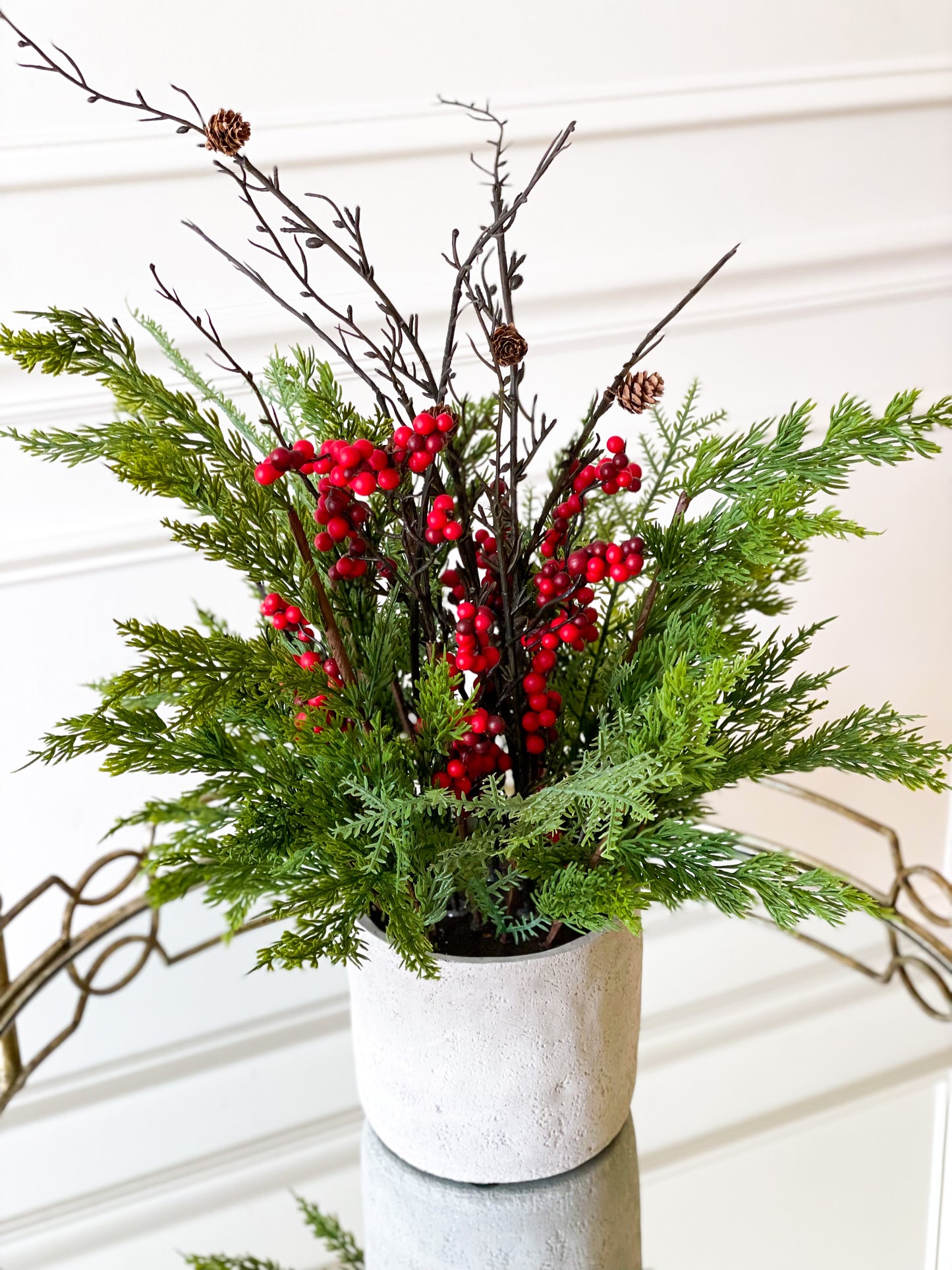 Potted Cedar And Berry Stems