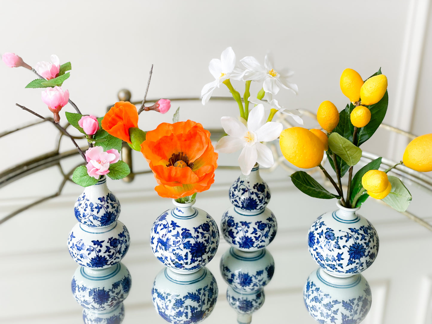Orange Poppy In Chinoiserie Vase
