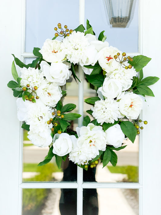 Cream Peony Wreath