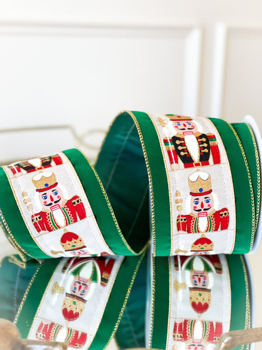 Vertical Nutcracker with  Emerald Green Trim