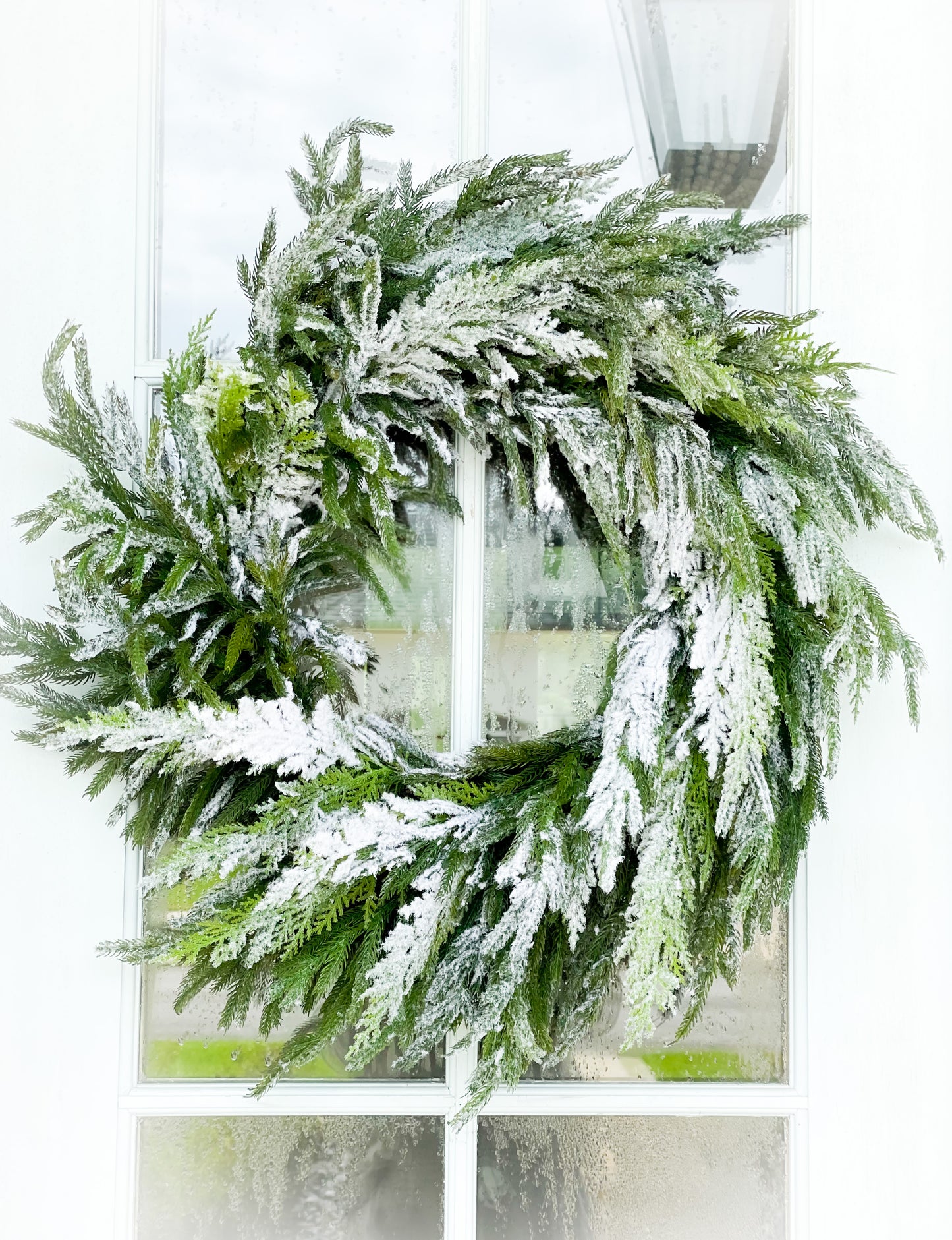 Real Touch Snow Dusted Cedar Wreath