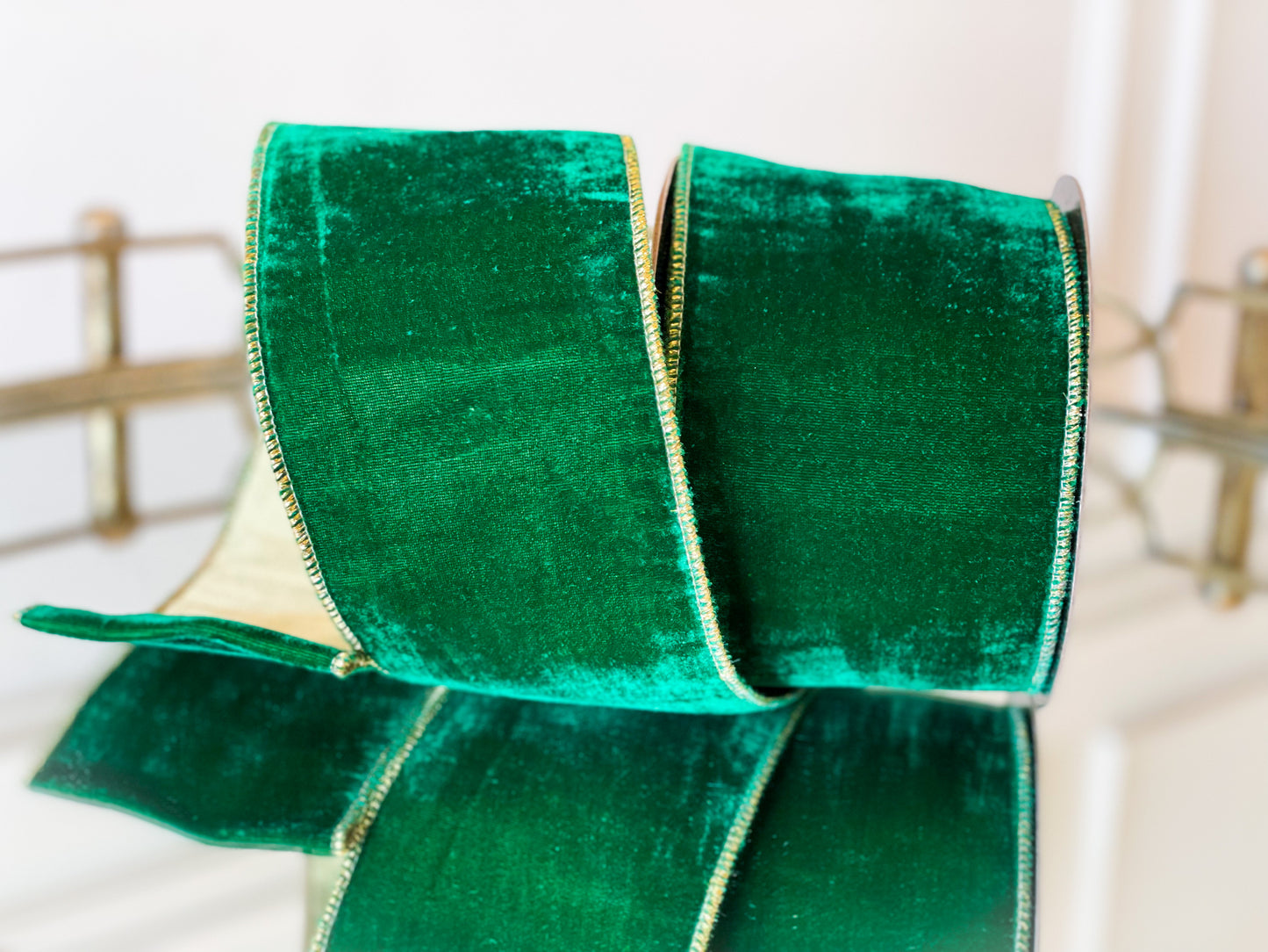 Emerald Green Velvet With Gold Trim and Backing