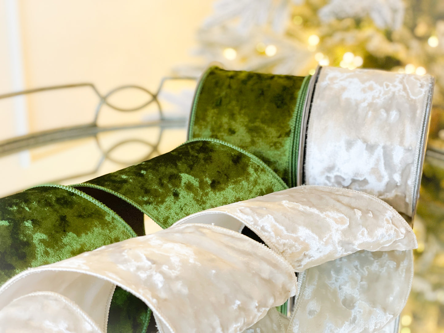 Green Crushed Velvet Ribbon