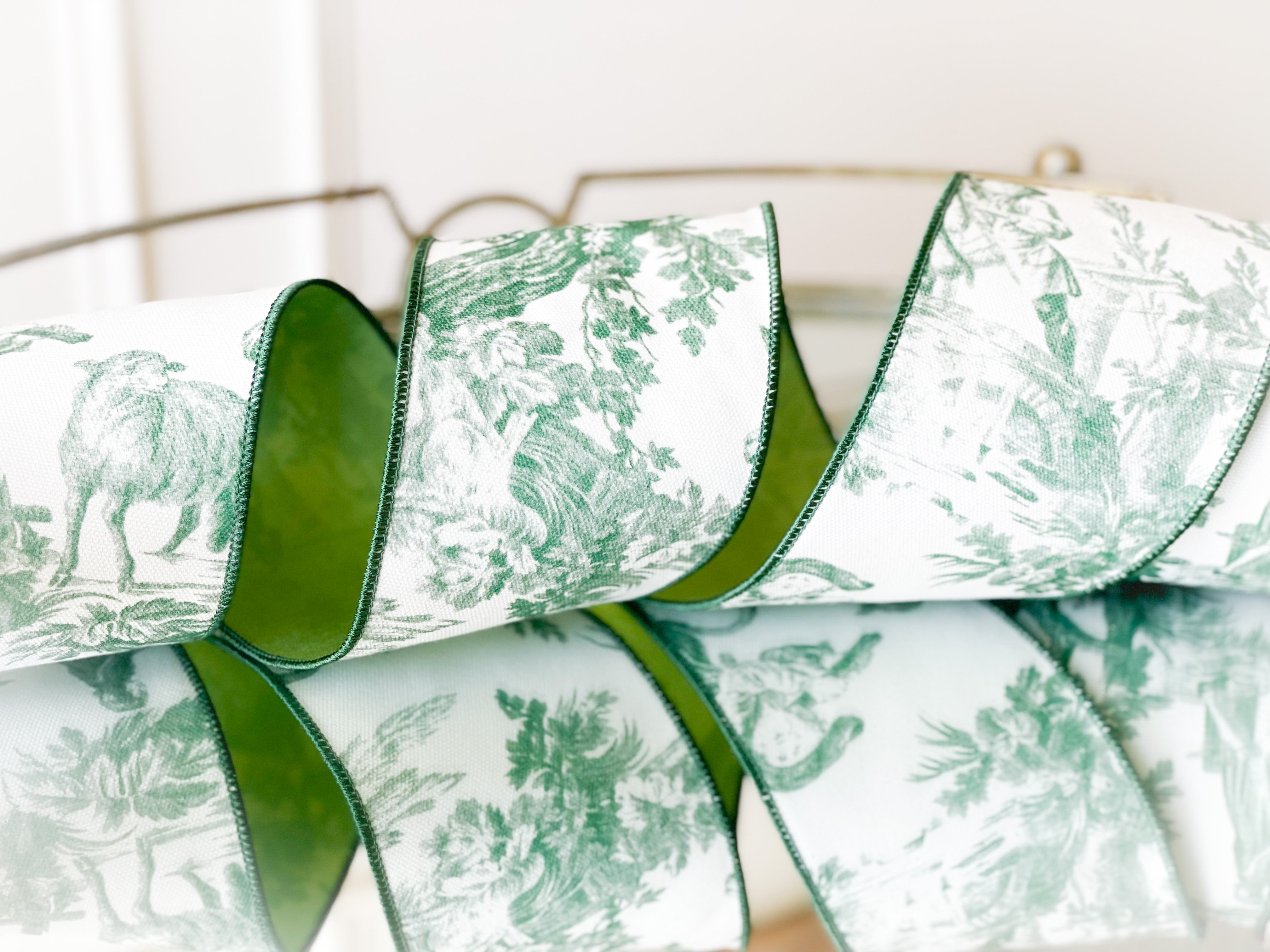 Green Toile Ribbon – Blanc Box