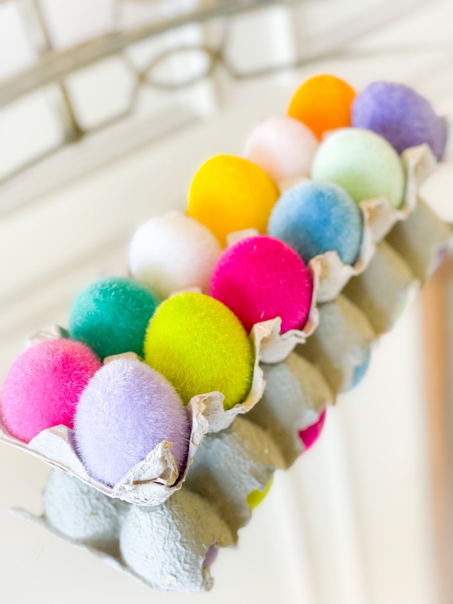 Colorful Flocked Eggs In Carton