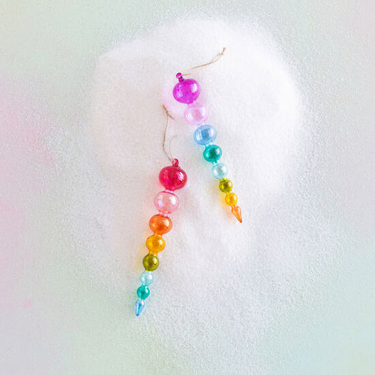 Glitterville Rainbow Finial Glass Ornament