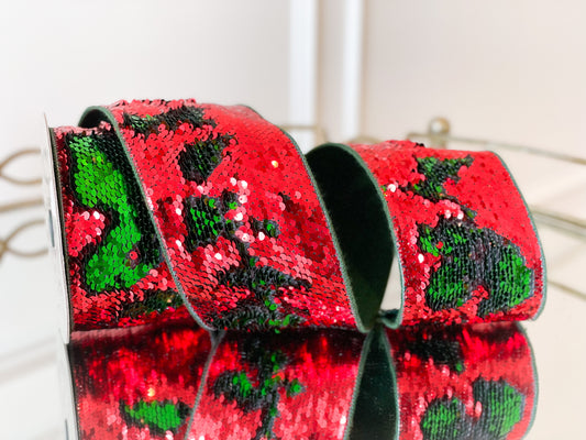 Red And Green Kaleidoscope Sequin Ribbon