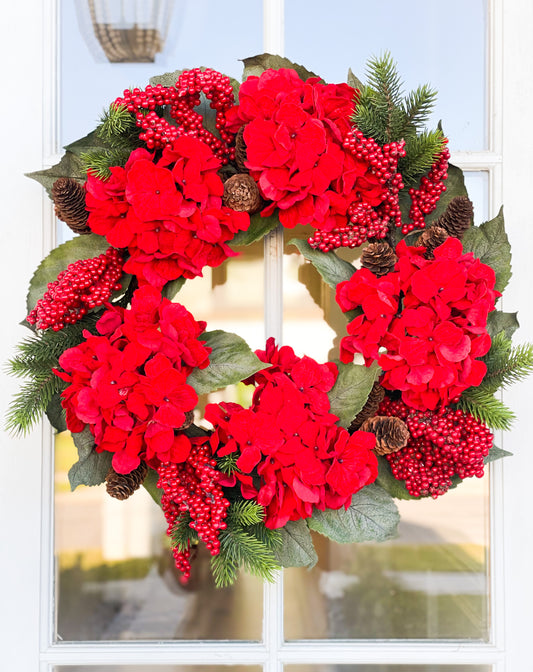 Red Velvet Hydrangea Berry Wreath