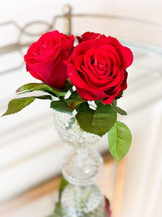 Red Velvet Roses In A Wine Glass