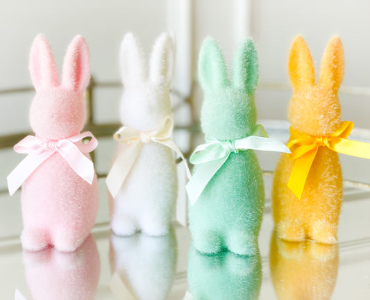 Set Of Four Flocked Bunnies