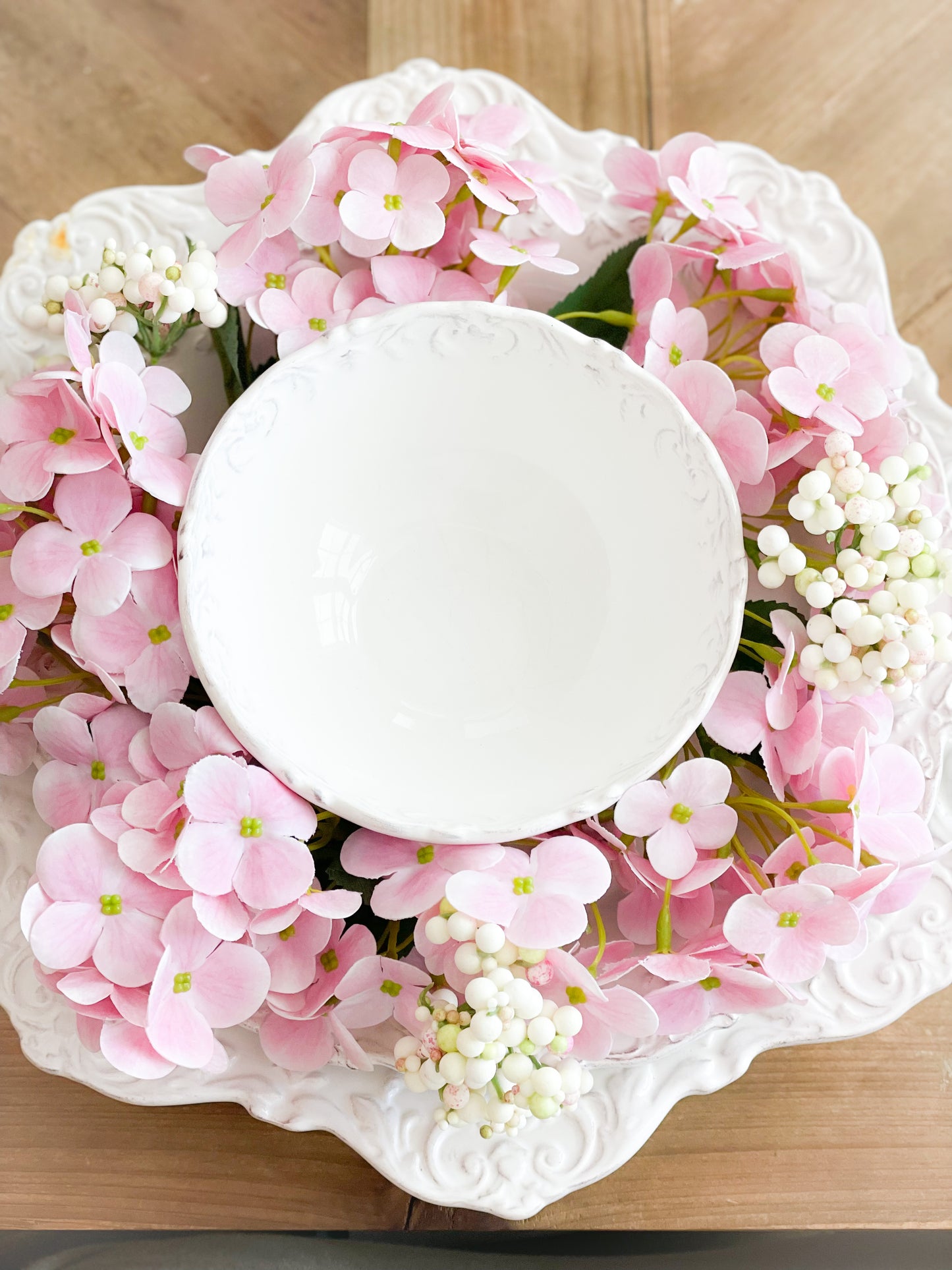 Pink Hydrangea Candle Ring