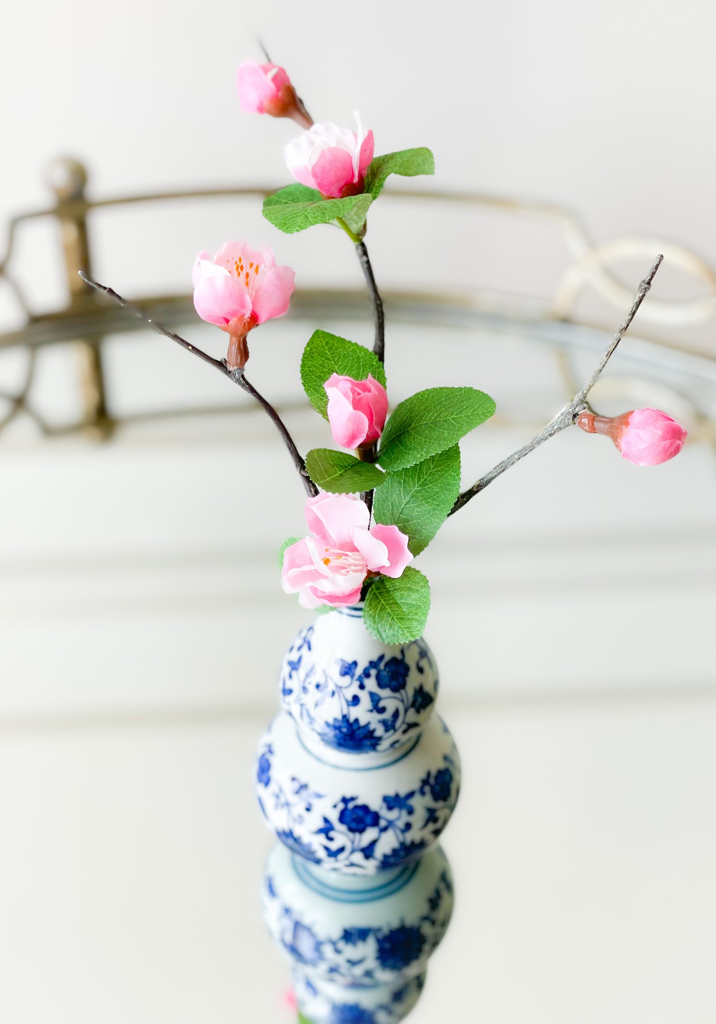 Pink Blossom In Chinoiserie Vase