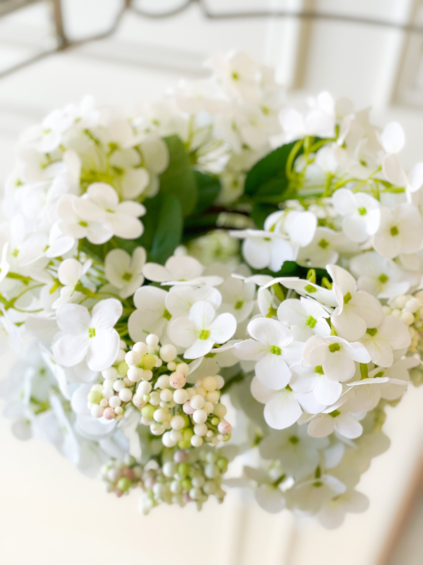 White Hydrangea Candle Ring